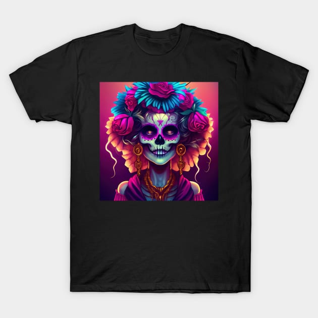 Dia De La Santo Malvados Muertos T-Shirt by seantwisted